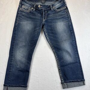 Silver Jeans Women's Ankle Cropped Blue Denim